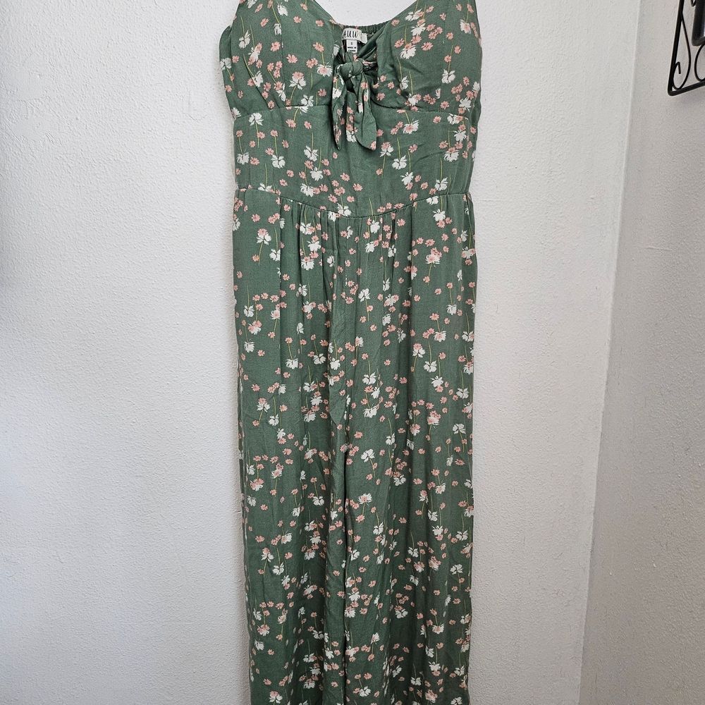 AUW Sage Green Floral Spring Romper , Casual Boho Comfortable Cute.